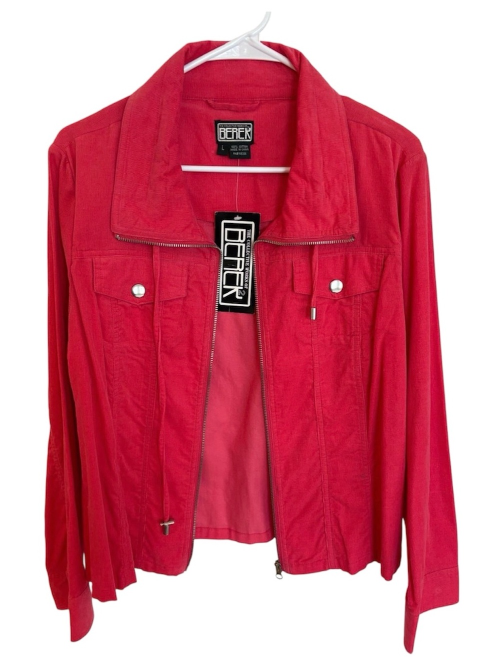 Vintage NWT Berek red lightweight utility jacket 100% cotton Y2K L